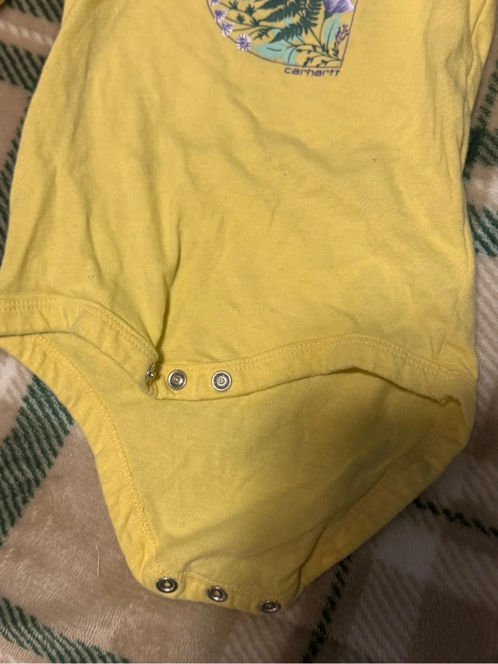 Carhartt Yellow Floral Heart Long-Sleeve Baby Bodysuit
